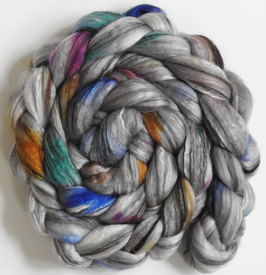 Glass Houses (5.7 oz.) - Batt in a Braid #9 - Superfine Merino/ Mulberry Silk / Black Alpaca (50/40/10)
