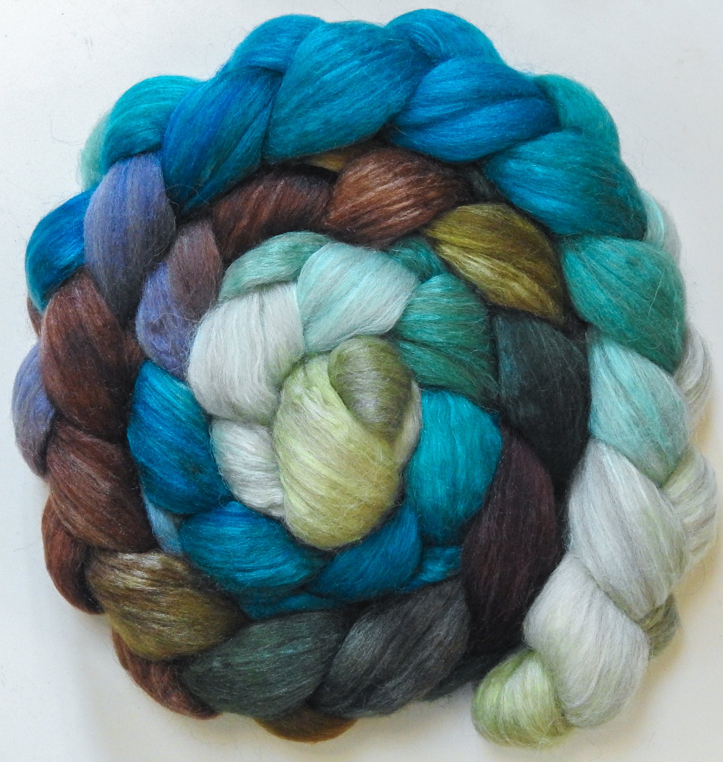 Sea Turtle (5.6 oz) - Batt in a Braid #6 - 1/3 Grey Baby Alpaca/1/3 Polwarth/ 1/3 Tussah Silk