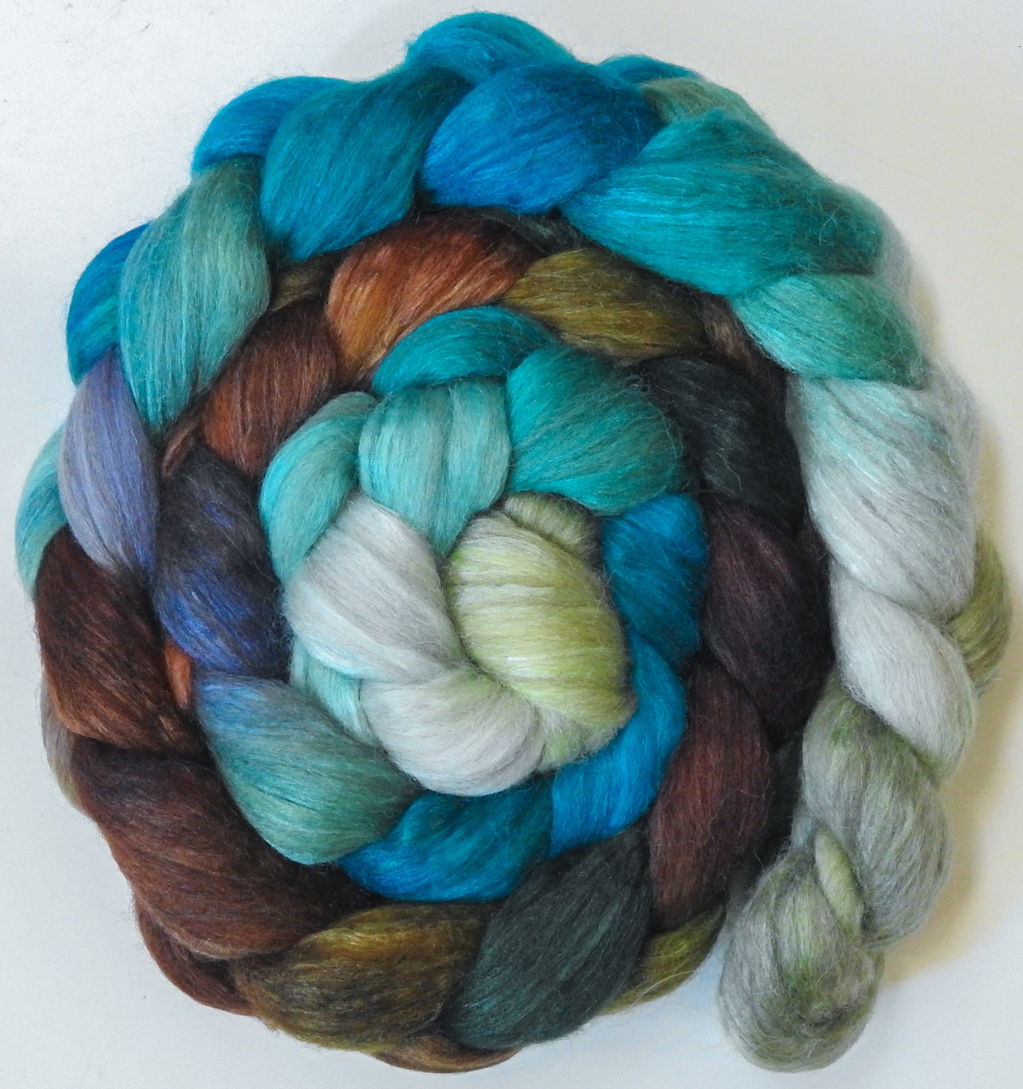 Sea Turtle (5.6 oz) - Batt in a Braid #6 - 1/3 Grey Baby Alpaca/1/3 Polwarth/ 1/3 Tussah Silk