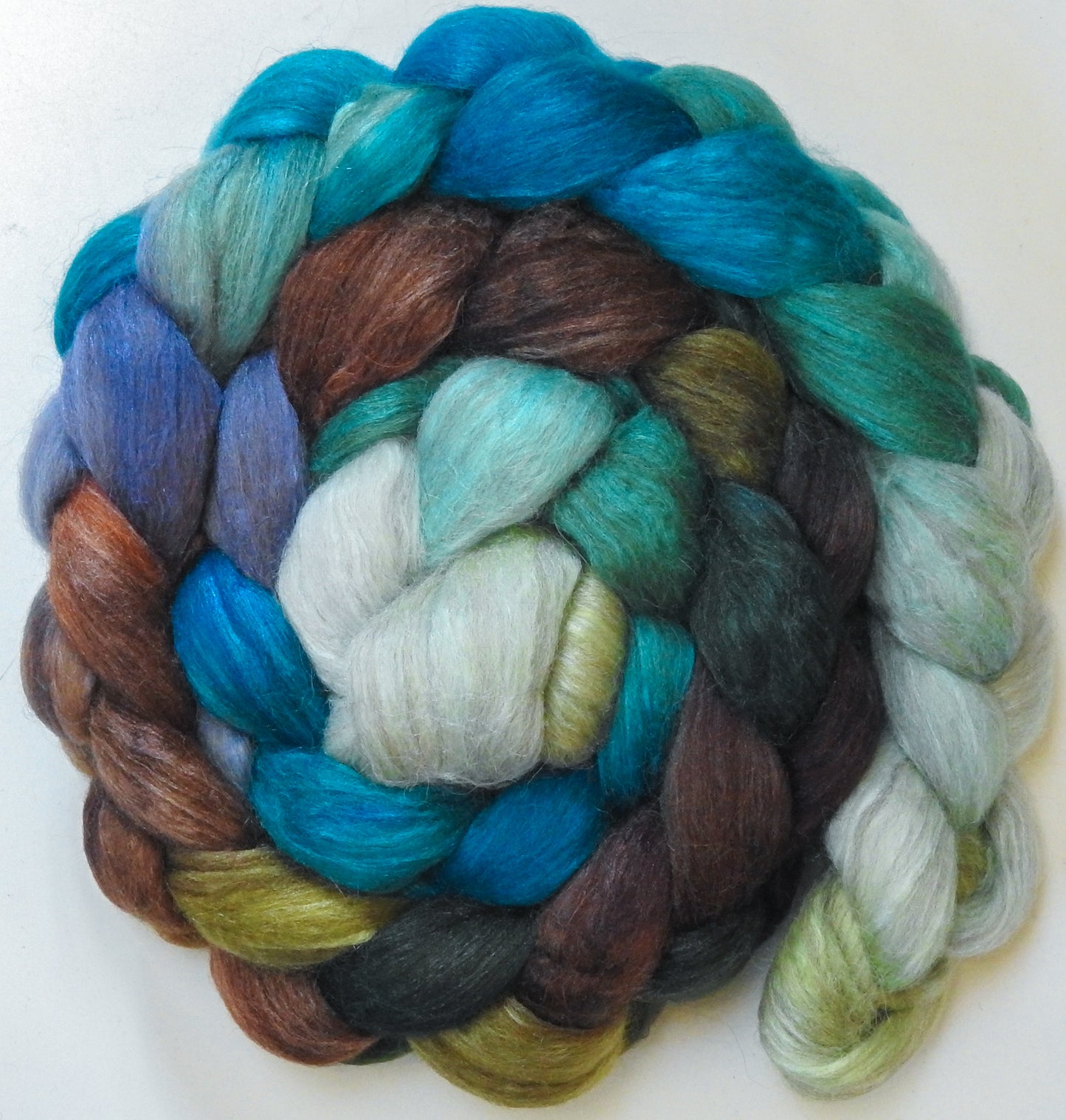 Sea Turtle (5.6 oz) - Batt in a Braid #6 - 1/3 Grey Baby Alpaca/1/3 Polwarth/ 1/3 Tussah Silk