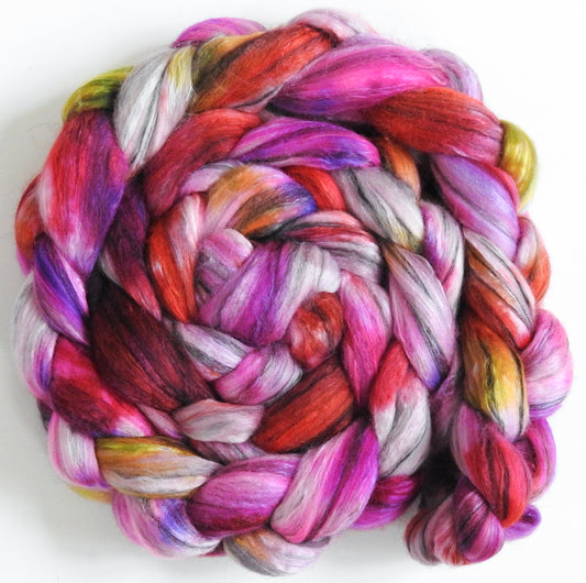 Candy Hearts (5.8 oz.) - Batt in a Braid #9 - Superfine Merino/ Mulberry Silk / Black Alpaca (50/40/10)