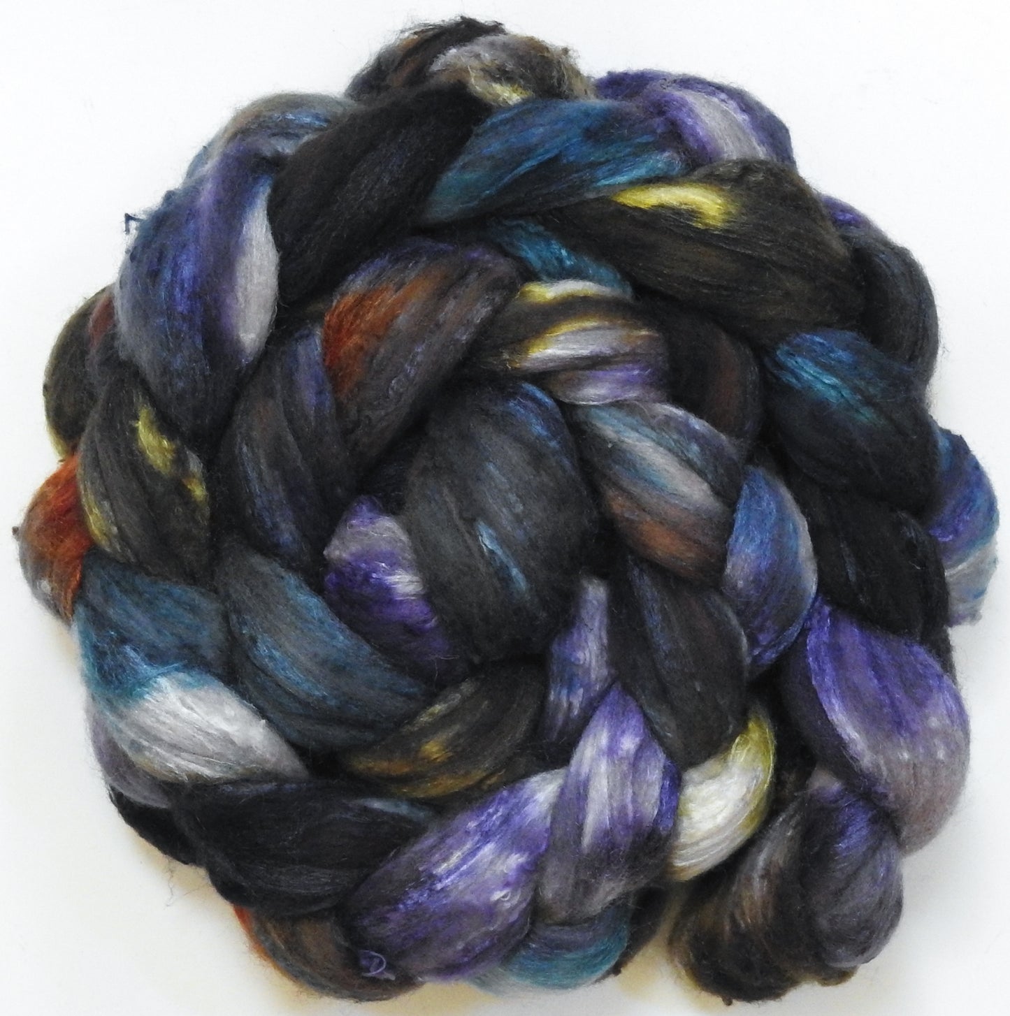 Oliphaunt (5.7 oz) - Batt in a Braid #66 - Cormo/ Tussah Silk / Silk Slubs(60/25/15)