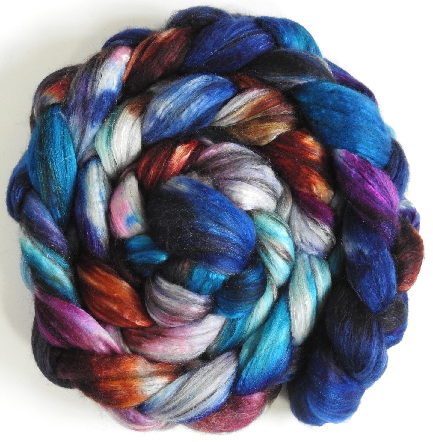 Meteor Shower (5.7 oz.) - Batt in a Braid #9 - Superfine Merino/ Mulberry Silk / Black Alpaca (50/40/10)