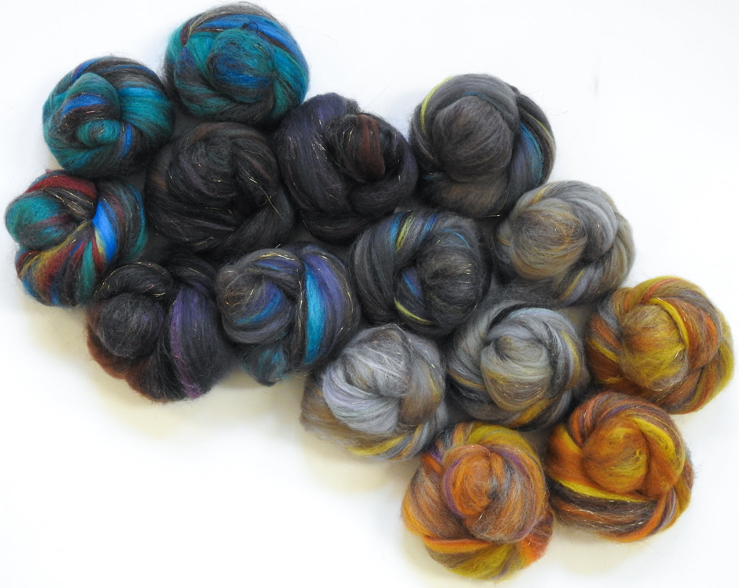 Astronomical Clock- Sparkle Sticklebatts (4.4 oz) - CVM/Rambo Fleece, CASHGORA, Merino, silk, corriedale, angelina