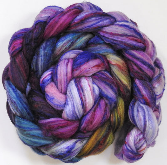 Peach Blossom (5.7 oz) - Batt in a Braid #39 - Merino/ Mulberry Silk / Sari Silk (50/25/25)