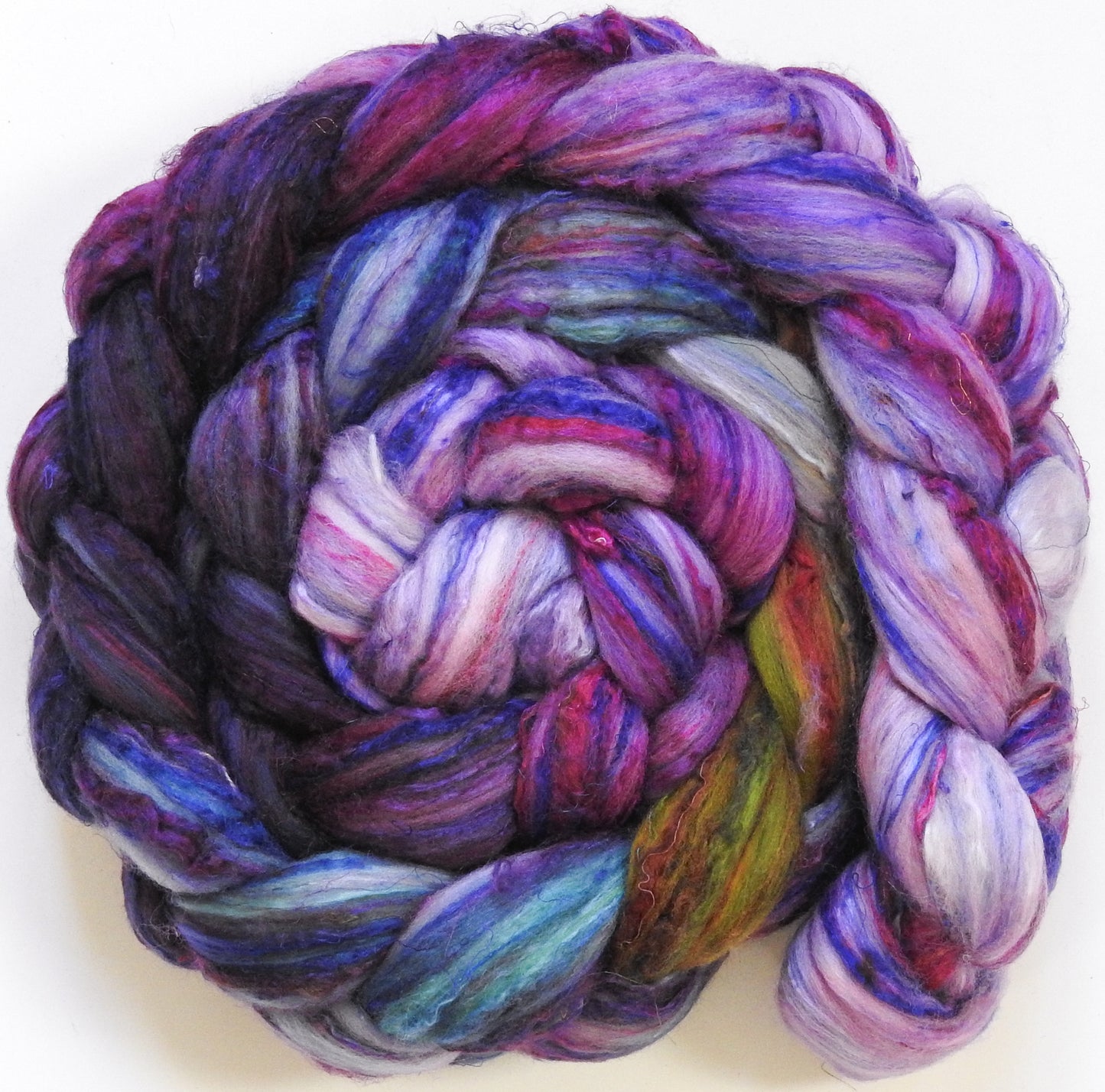 Peach Blossom (5.7 oz) - Batt in a Braid #39 - Merino/ Mulberry Silk / Sari Silk (50/25/25)