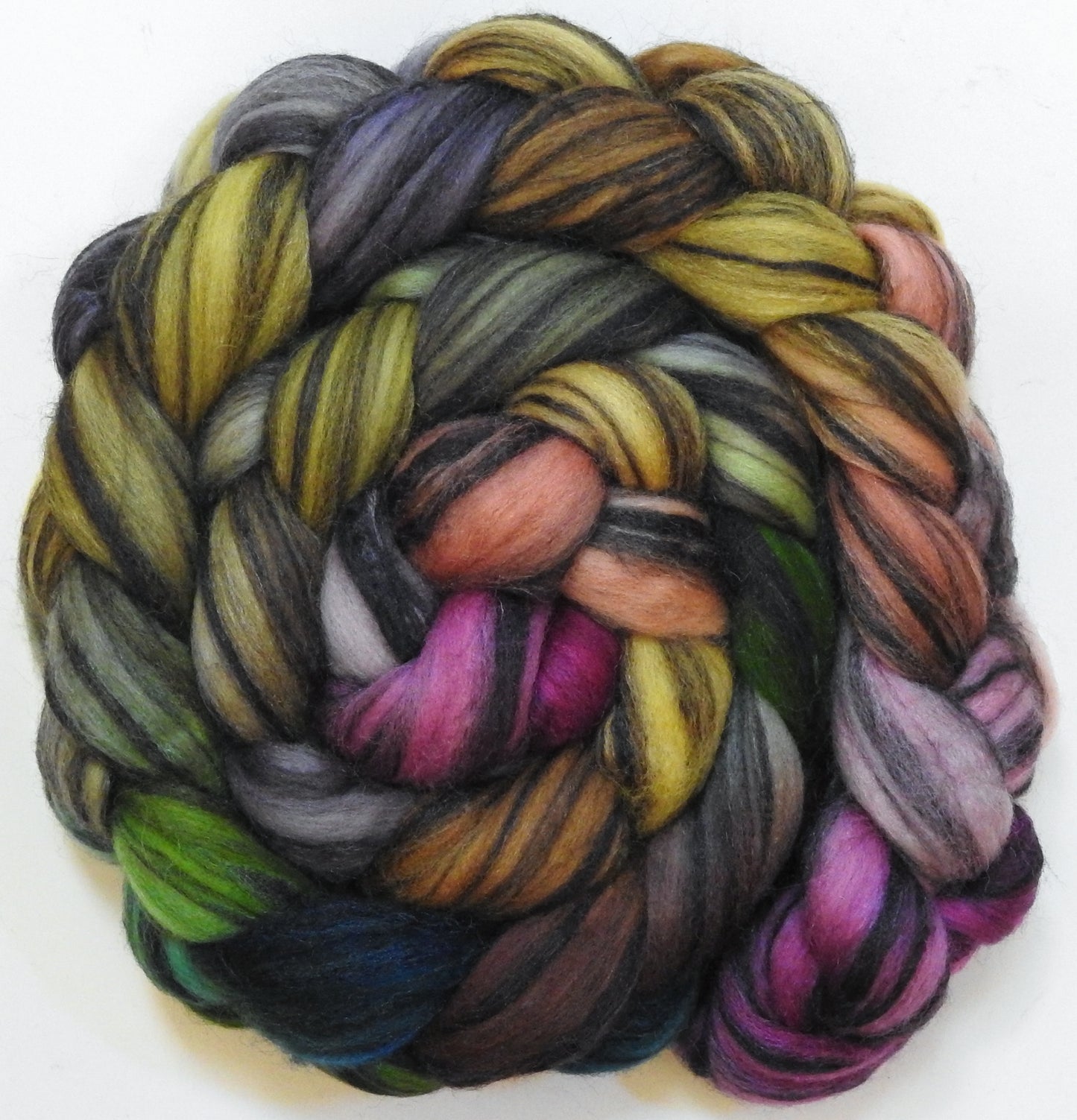 Rivendell (5.6 oz) - Batt in a Braid #68 - Lt. Grey Shetland/ Falkland Merino / Black tussah silk (45/30/25)