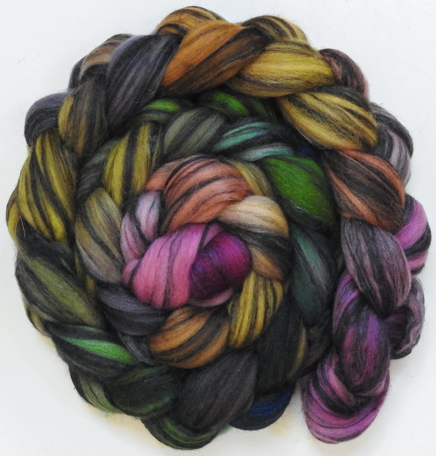 Rivendell (5.6 oz) - Batt in a Braid #68 - Lt. Grey Shetland/ Falkland Merino / Black tussah silk (45/30/25)