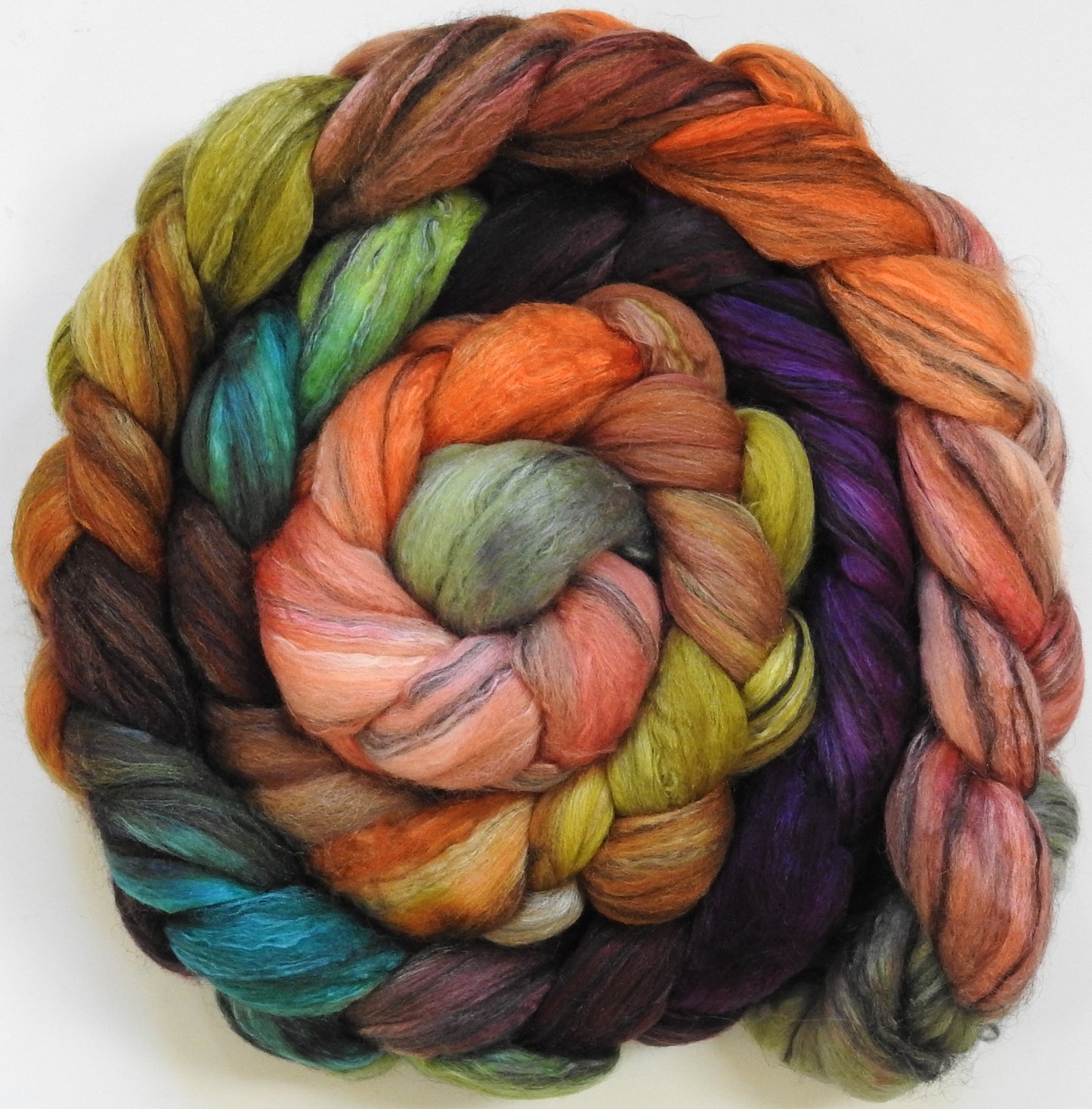 Penny Lane (5.6 oz.) - Batt in a Braid #9 - Superfine Merino/ Mulberry Silk / Black Alpaca (50/40/10)