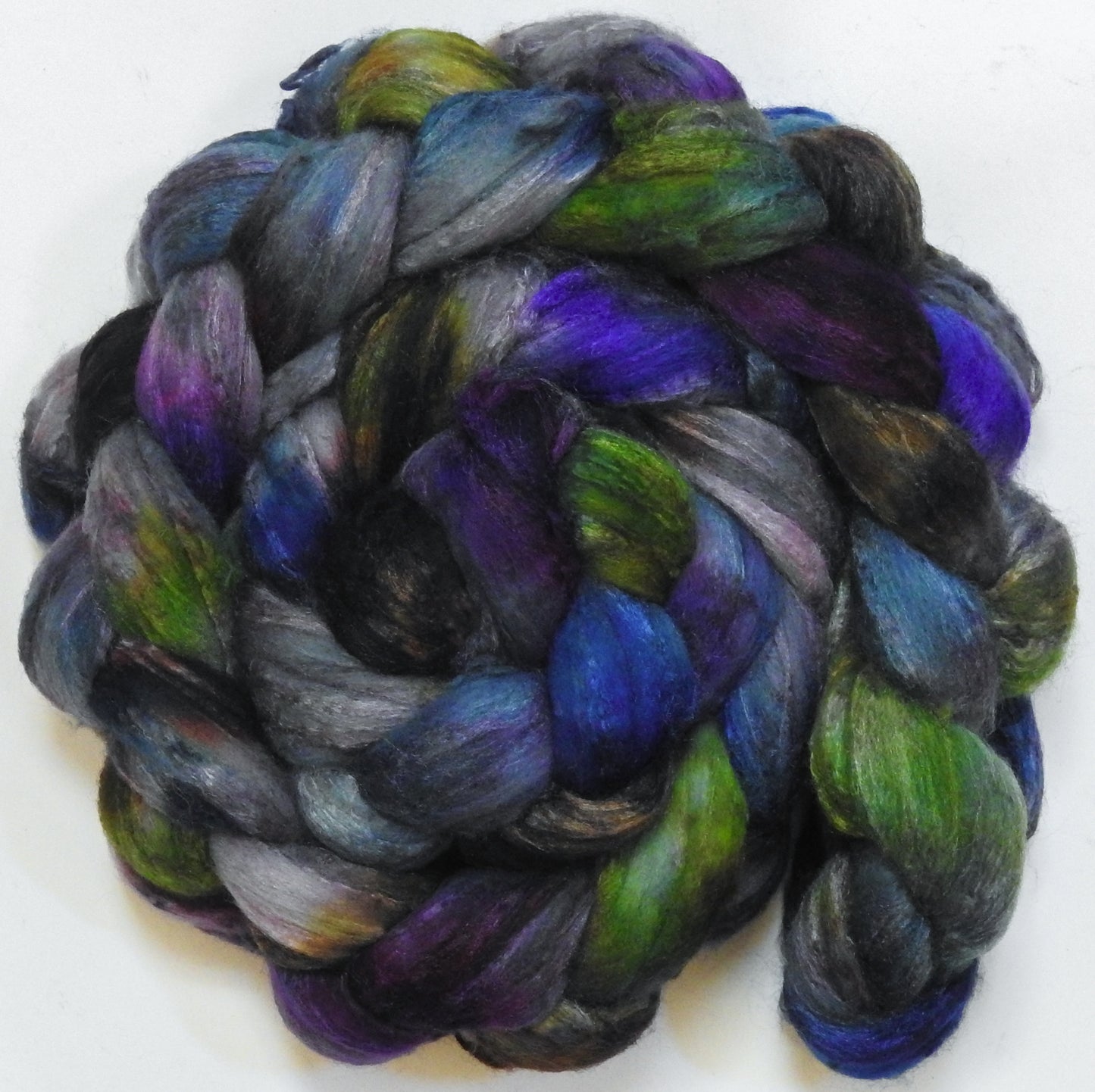 Questing Beast (5.7 oz) - Batt in a Braid #66 - Cormo/ Tussah Silk / Silk Slubs(60/25/15)