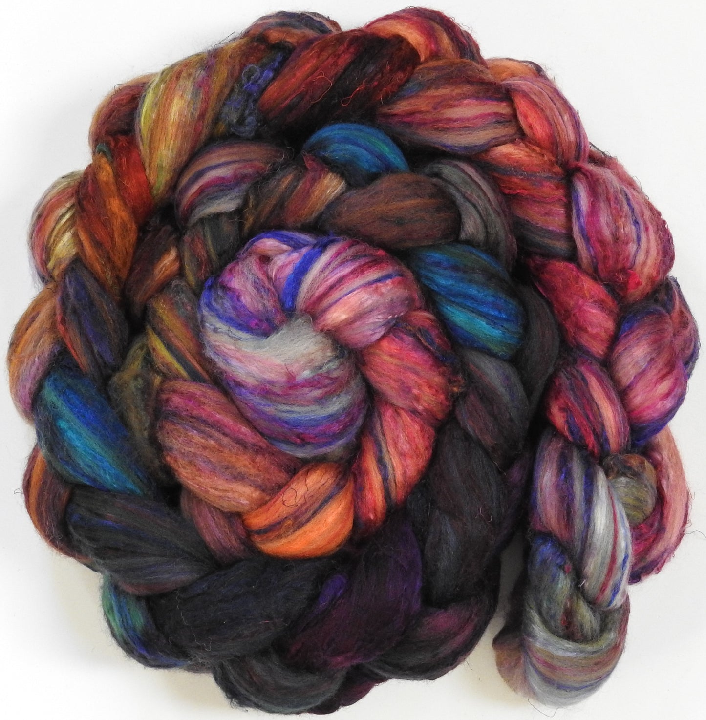 Penny Lane (5.7 oz) - Batt in a Braid #39 - Merino/ Mulberry Silk / Sari Silk (50/25/25)