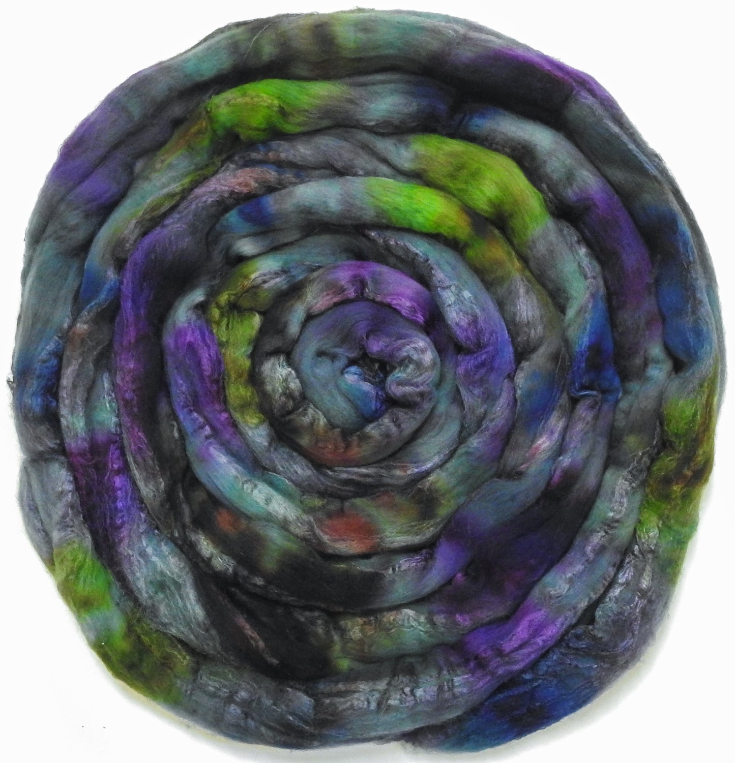 Questing Beast (5.7 oz) - Batt in a Braid #65 - Rambouillet/ Cormo / Sari  silk/ Tussah silk (40/25/25/10)