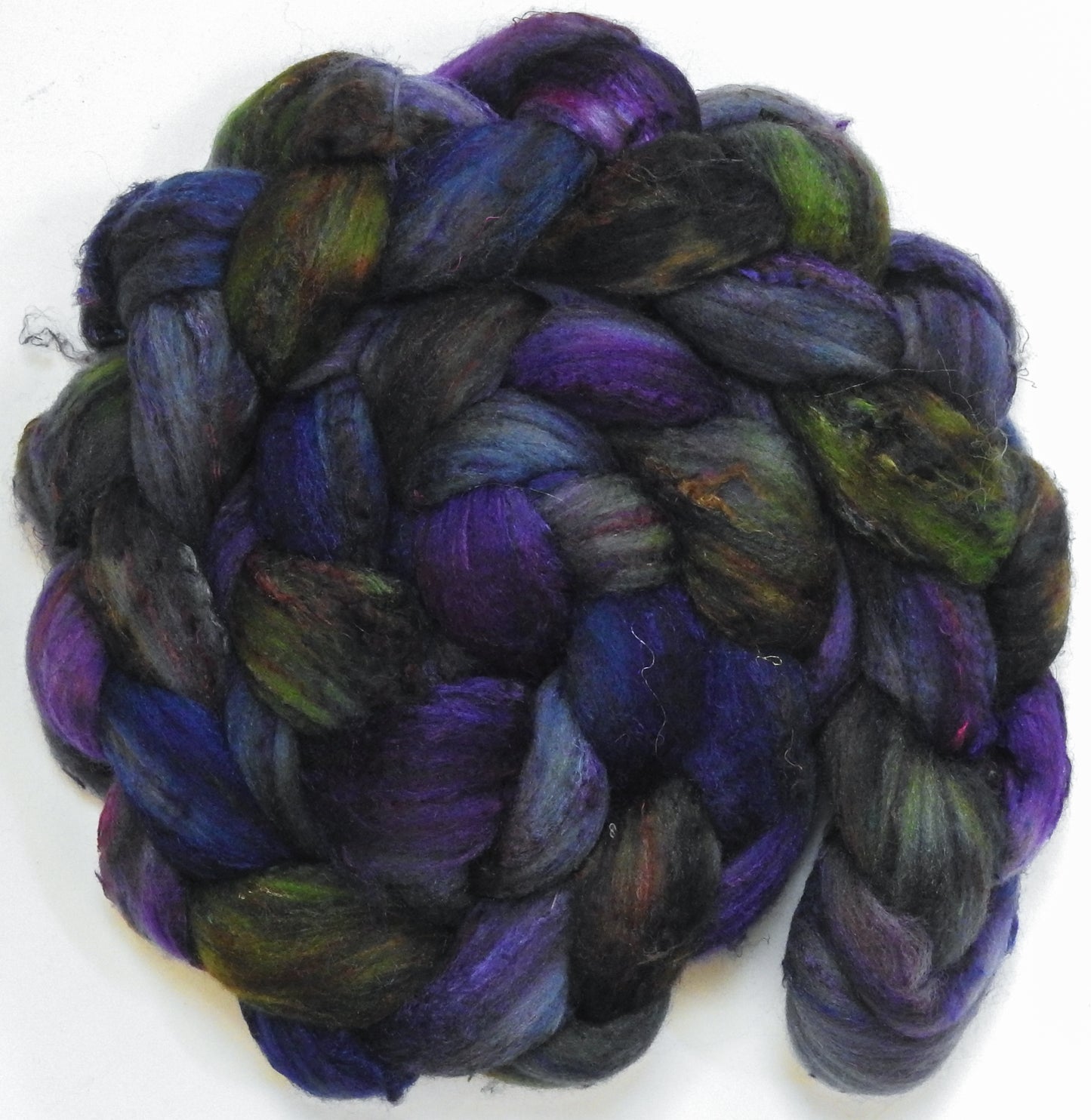 Questing Beast (5.7 oz) - Batt in a Braid #65 - Rambouillet/ Cormo / Sari  silk/ Tussah silk (40/25/25/10)