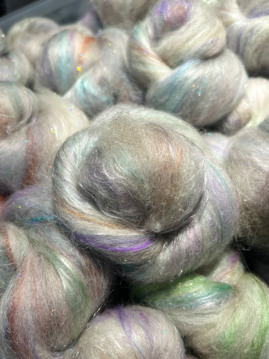 Star-Glass - Sparkle Sticklebatts - CVM/Rambou/Border Leicester X  fleece, merino, Masham , silk,  angelina