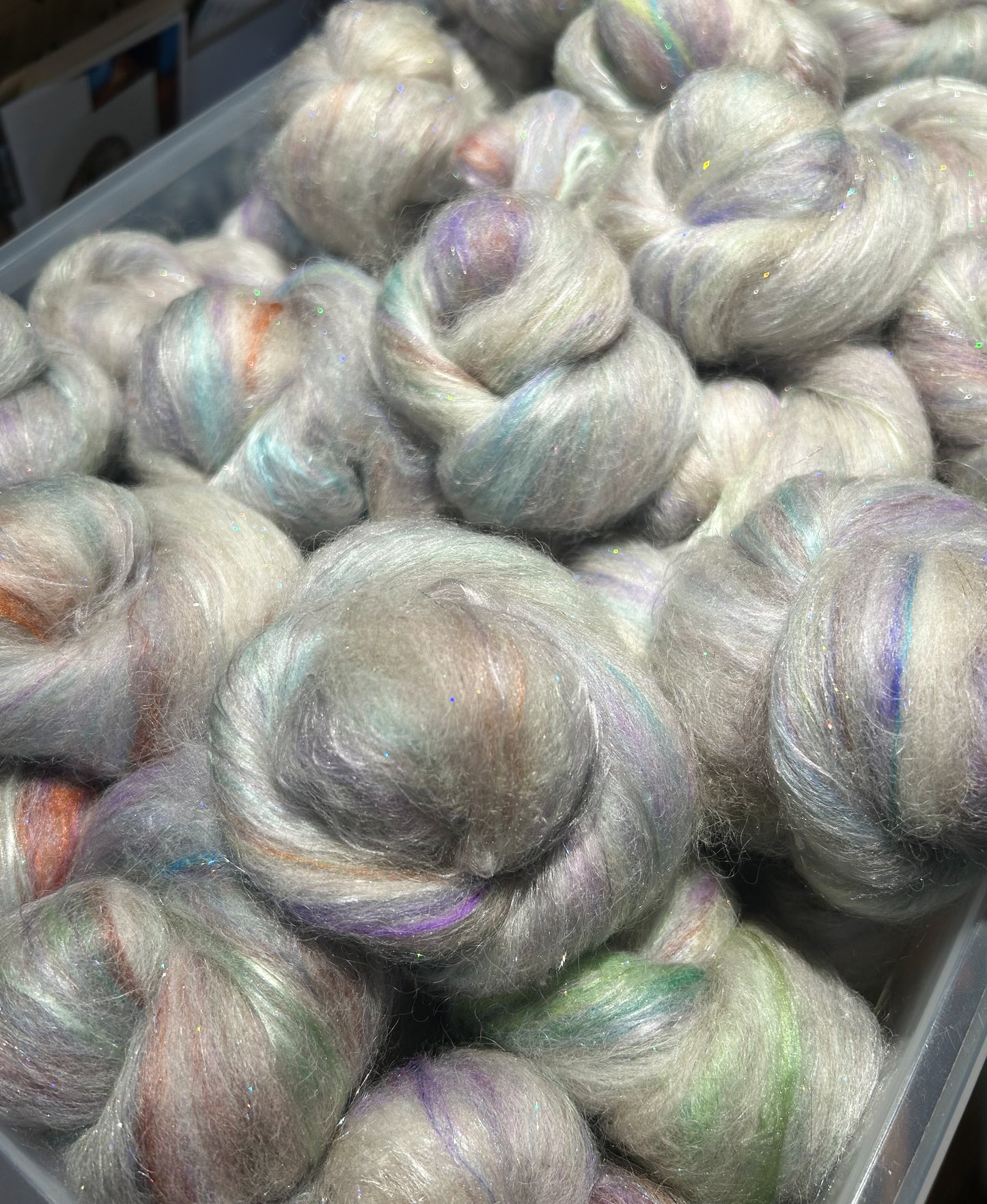 Star-Glass - Sparkle Sticklebatts - CVM/Rambou/Border Leicester X  fleece, merino, Masham , silk,  angelina