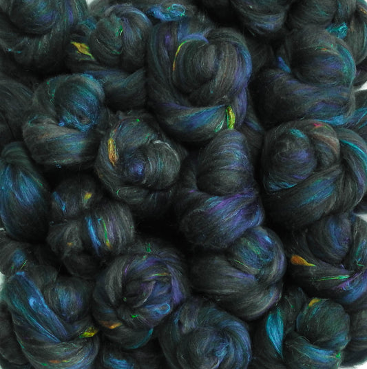 Pine Needle - Non-Sparkle Sticklebatts (4.2 oz) - Merino Fleece, polwarth, merino, Scandinavian wool, silk, bamboo, sari silk