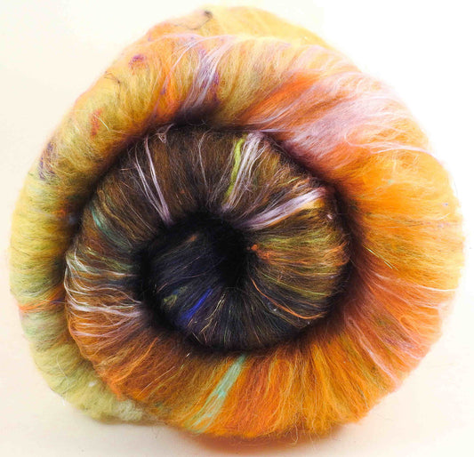 Blackburnian Warbler (3.9 oz.)- Roly-Poly Batts- 30% Nash Island fleece, merino, silk, polwarth, bamboo, silk noil, angelina