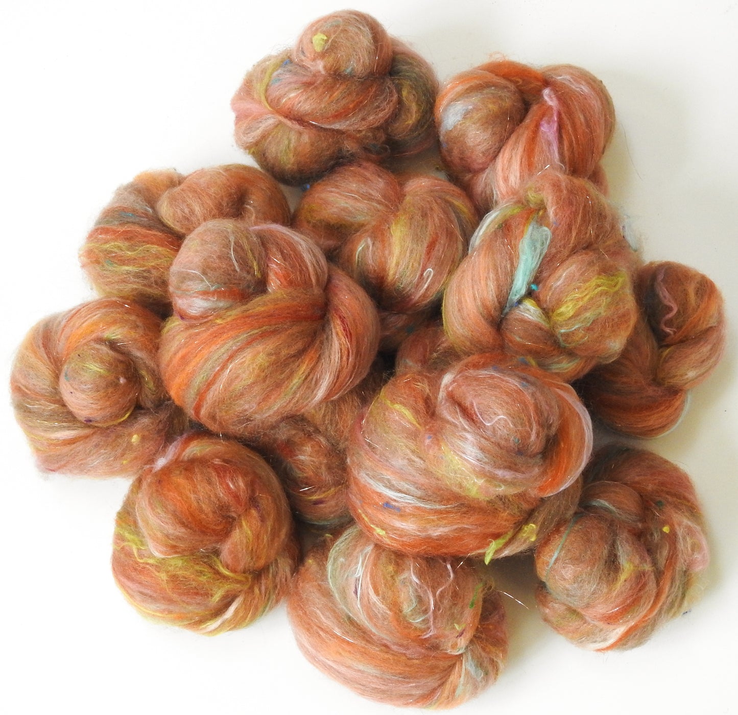 Copper Penny - Sparkle Sticklebatts -30% Cormo/Merino x fleece; merino, polwarth, silk, bamboo, angelina, silk noil