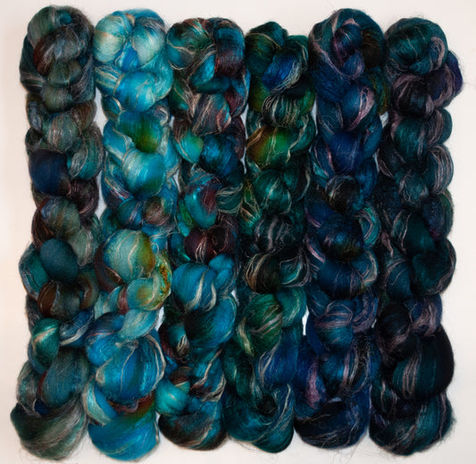 Hope Springs Eternal - Gradient Braid Set-(8.5 oz)- Merino/Tussah/Flax (50/25/25)