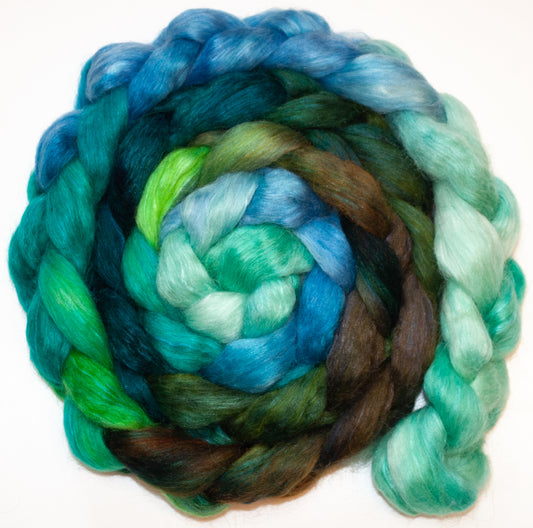 Merpeople (5.3 oz) - Batt in a Braid #52- Wensleydale/ Mulberry silk/ Polwarth (60/25/15)