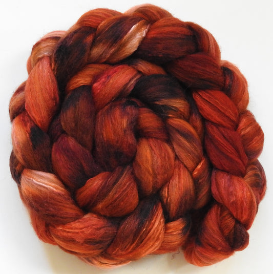 Fire Pit (5.8 oz) - Batt in a Braid #7 - Polwarth/ Manx / Mulberry silk/ Firestar (30/30/30/10)