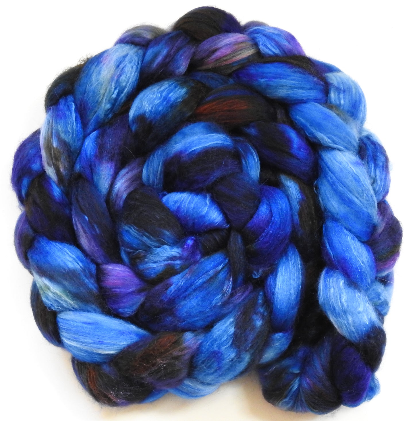 Moonlight Sonata (5.7 oz) - Batt in a Braid #5 - Merino/ Camel/ silk/ faux cashmere/ firestar (25/25/25/12/12)