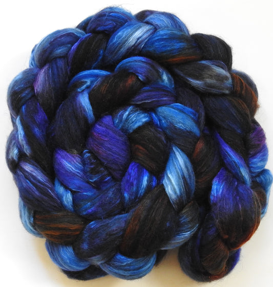 Moonlight Sonata - Batt in a Braid #7 - Polwarth/ Manx / Mulberry silk/ Firestar (30/30/30/10)