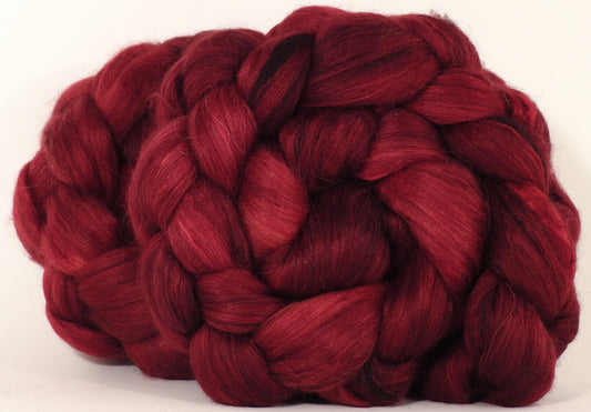 Batt in a Braid #40 - Crimson - (4.65 oz.) YAK / Baby Alpaca / Mulberry silk/ Merino (18 mic)(30/30/30/10) - Inglenook Fibers