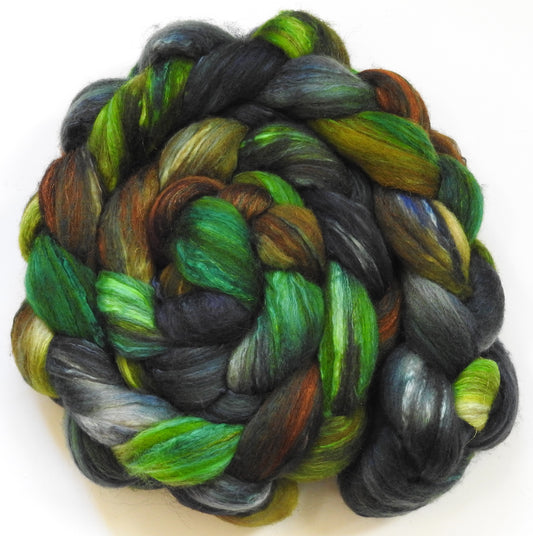 Treehouse (5.6 oz) - Batt in a Braid #7 - Polwarth/ Manx / Mulberry silk/ Firestar (30/30/30/10)