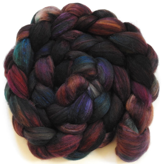 Mincemeat (5.7 oz) - Batt in a Braid #5 - Merino/ Camel/ silk/ faux cashmere/ firestar (25/25/25/12/12)