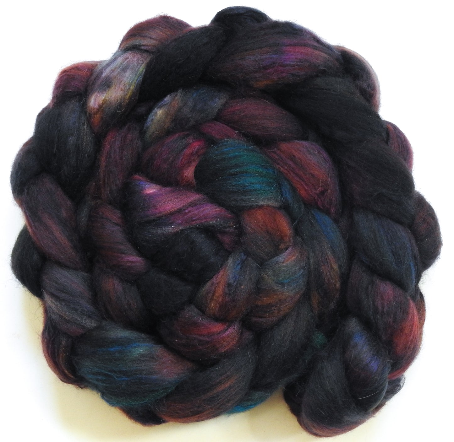 Mincemeat (5.7 oz) - Batt in a Braid #5 - Merino/ Camel/ silk/ faux cashmere/ firestar (25/25/25/12/12)