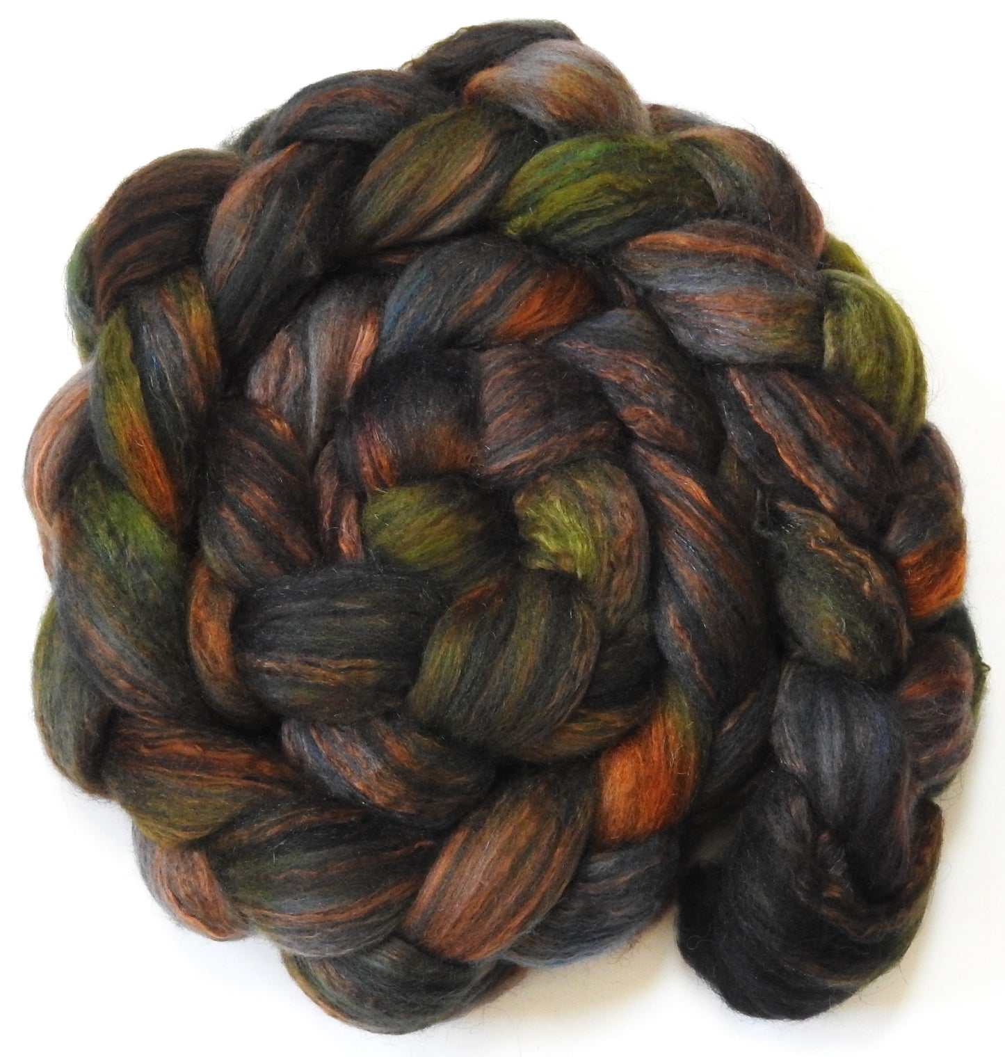 Flint (5.7 oz) - Batt in a Braid #7 - Polwarth/ Manx / Mulberry silk/ Firestar (30/30/30/10)