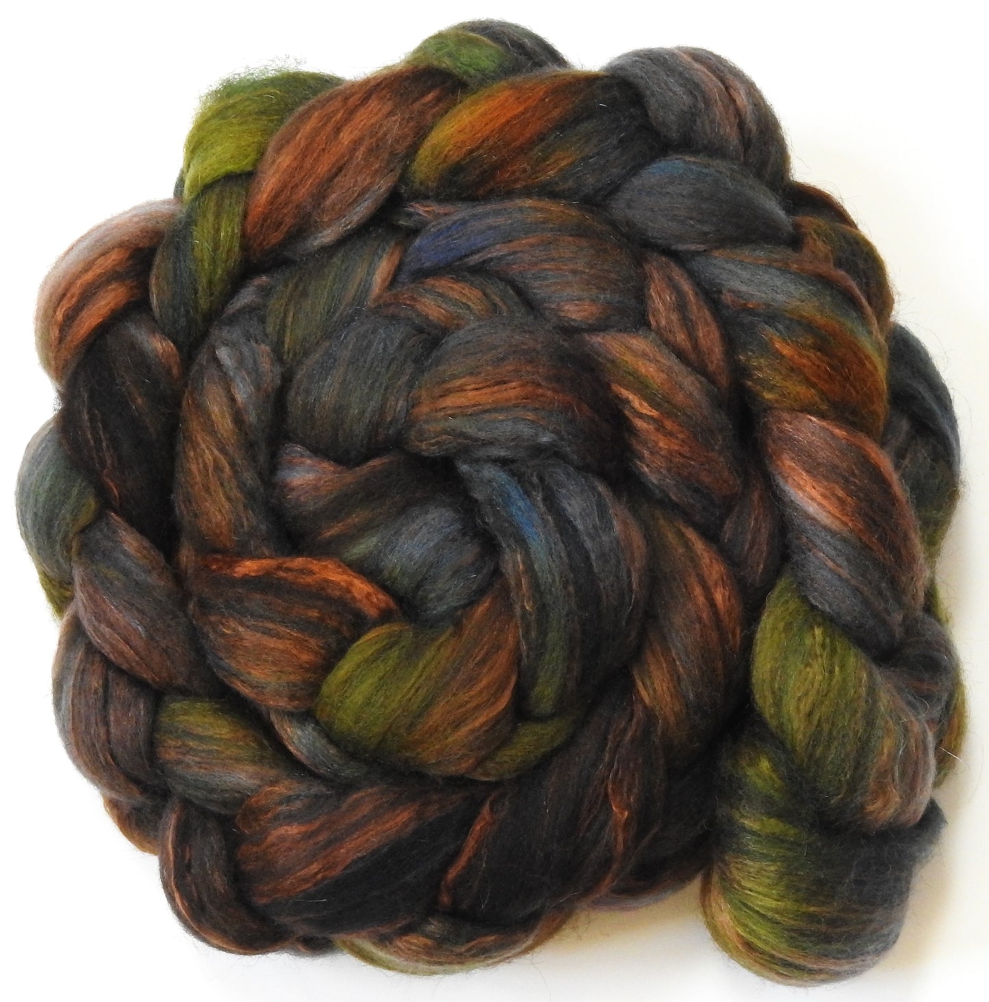 Flint (5.7 oz) - Batt in a Braid #7 - Polwarth/ Manx / Mulberry silk/ Firestar (30/30/30/10)