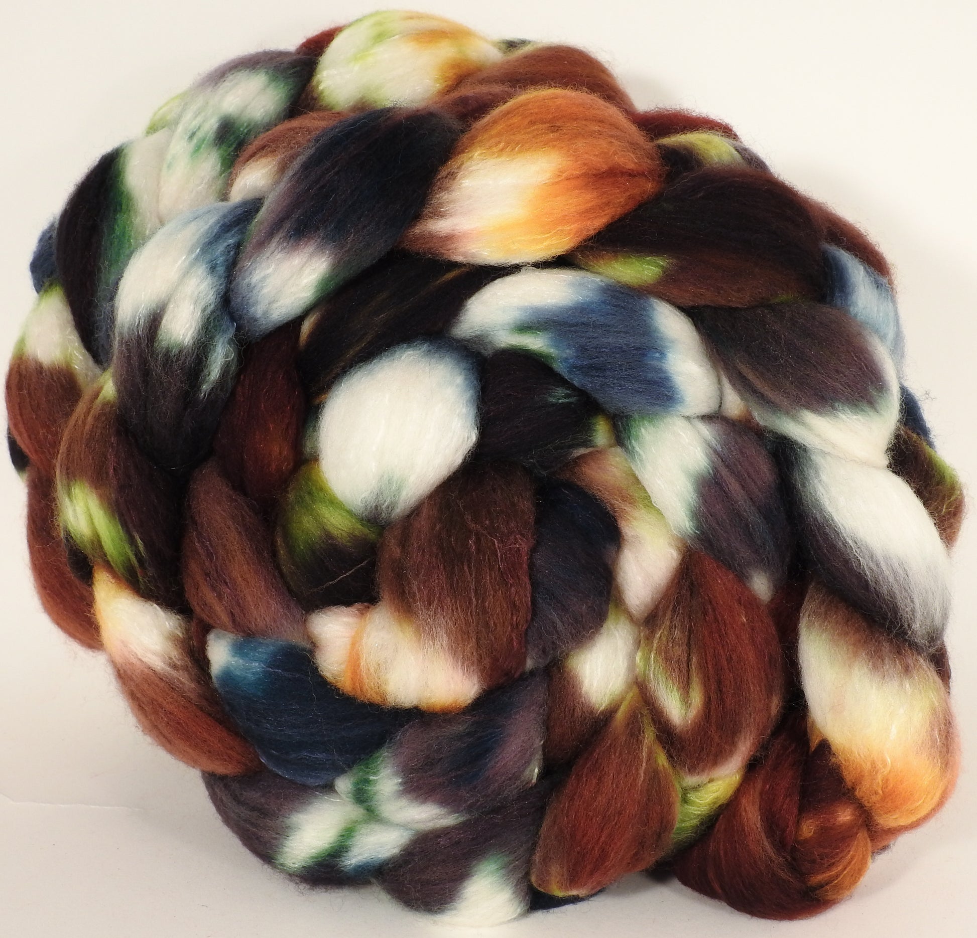 Hand dyed top for spinning -The Walrus - (5.4 oz.) Organic polwarth /Tussah silk (80/20) - Inglenook Fibers