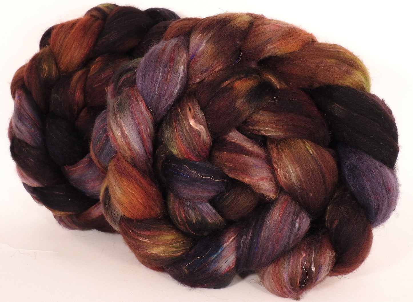 Batt in a Braid #39-The Walrus -(5.1 oz.) Falkland Merino/ Mulberry Silk / Sari Silk (50/25/25) - Inglenook Fibers