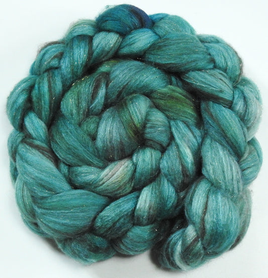 Faience -(5.3 oz) Batt in a Braid #53- YAK/ Tussah silk/ Superfine Merino/Gold Stellina(30/30/30/10)
