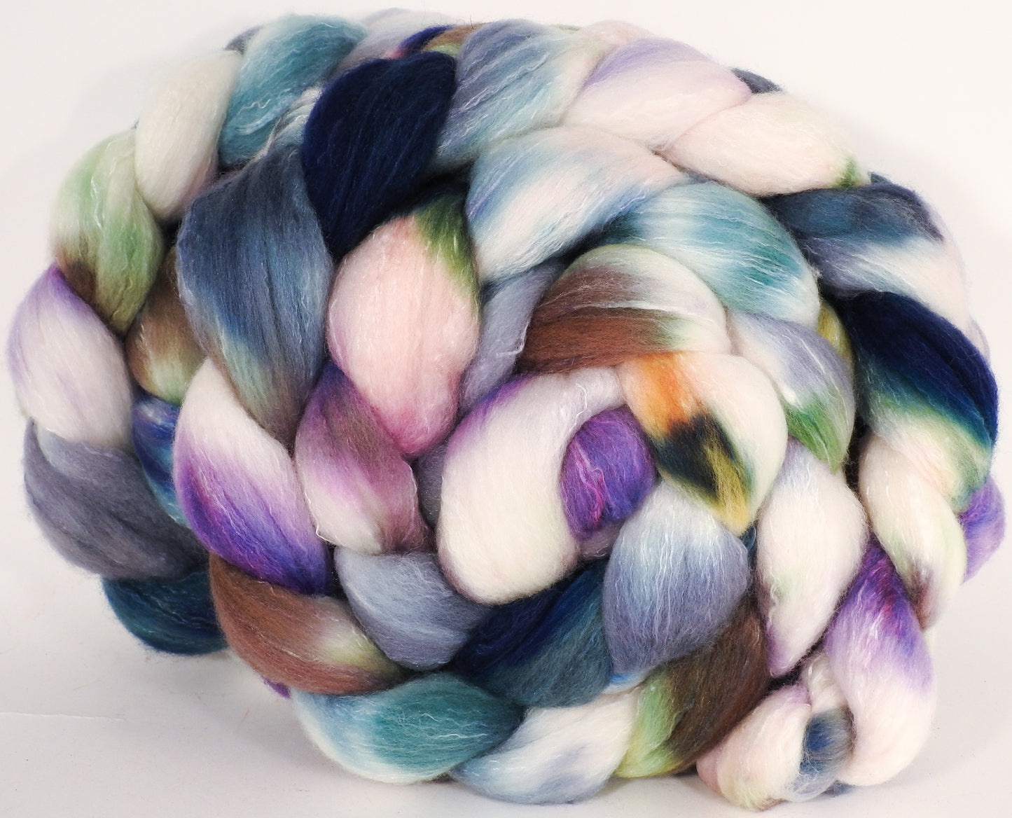Hand dyed top for spinning -Oysters- (5.3 oz) Organic Polwarth / Tussah silk (80/20) - Inglenook Fibers