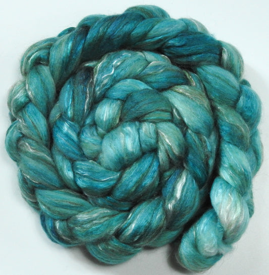 Faience- (6 oz) - Batt in a Braid #31 - Polwarth/ Mulberry Silk / Baby Alpaca / Rainbow Firestar/ Tencel( 40/25/15/10/10)