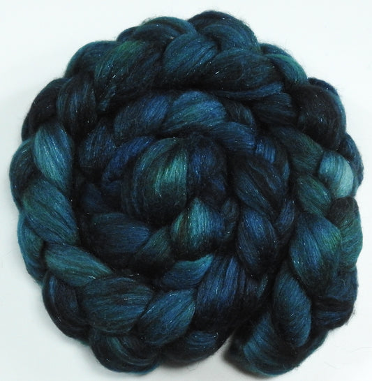 Mighty Maelstrom- Glazed Solid -(5.5 oz) Batt in a Braid #53- YAK/ Tussah silk/ Superfine Merino/Gold Stellina(30/30/30/10)