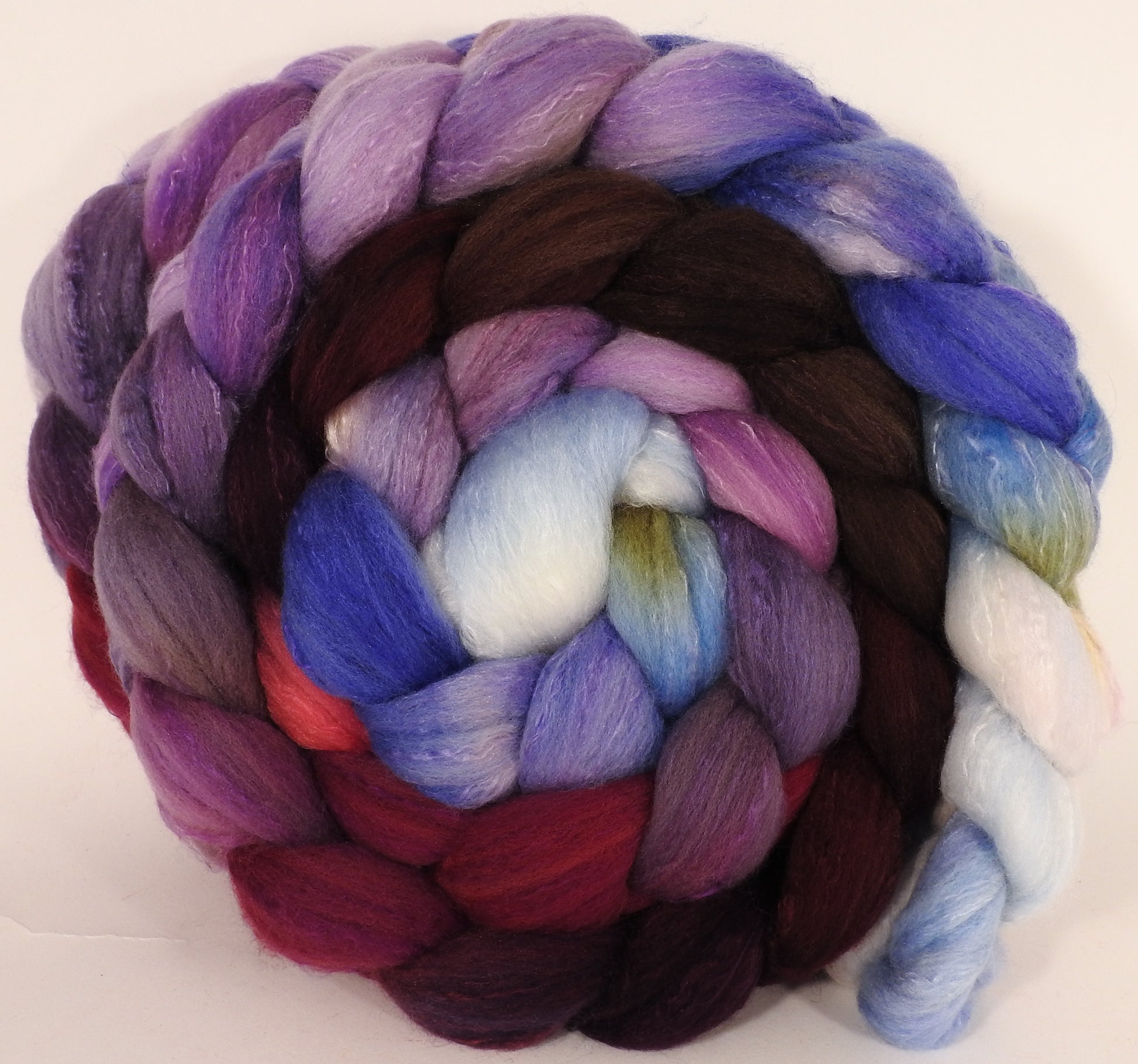 Hand dyed top for spinning - Provence - (5.3 oz) Organic Polwarth / Tussah silk (80/20) - Inglenook Fibers