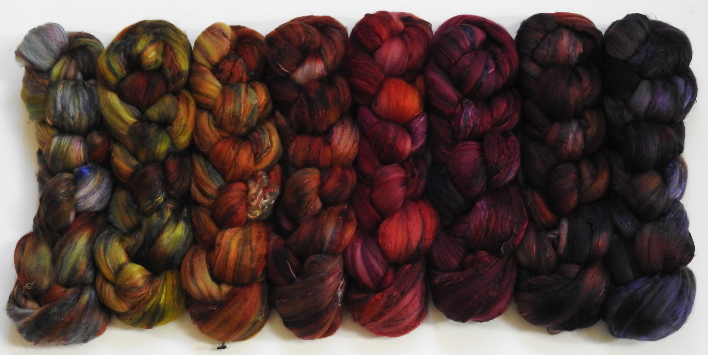 Leaf Peepers - Gradient Braid Set - (11.4 oz.) Batt in a Braid #39-Merino/ Mulberry Silk / Sari Silk (50/25/25)