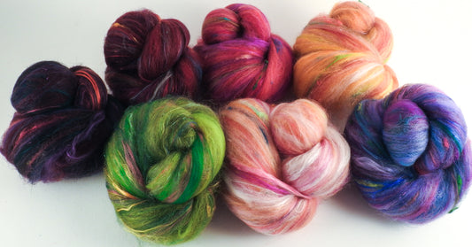 Tulips - Sticklebatts - 30% Bond fleece,Superfine merino, Rambouillet , silk, bamboo, silk noil, angelina - Inglenook Fibers