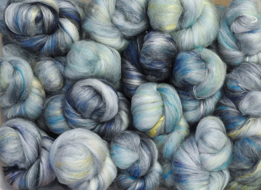 Lantern Waste - Sparkle Sticklebatts -(4 oz.) CAMEL, silk, merino, polwarth, bamboo, angelina