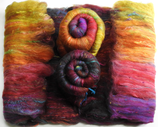 Sparkle Roly-Poly Batts - Glossy Ibis (3.9 oz) - 30% Bond Fleece ; merino, polwarth, silk, bamboo, silk noil, ANGELINA