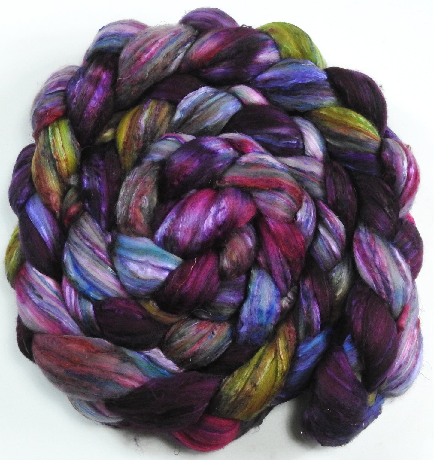Parasol (5.8 oz) - Batt in a Braid #39 - Falkland Merino/ Mulberry Silk / Sari Silk (50/25/25)