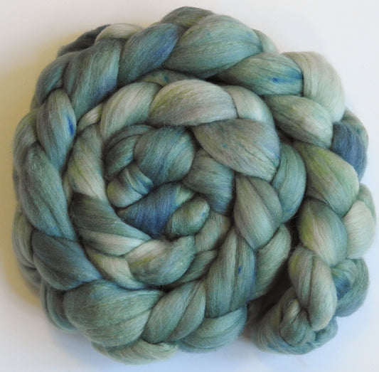 Silver Sage (5.5 oz) - Batt in a Braid #61 - Ultrafine Merino (14 micron)/ Tussah silk/ Cashmere (60/25/15)