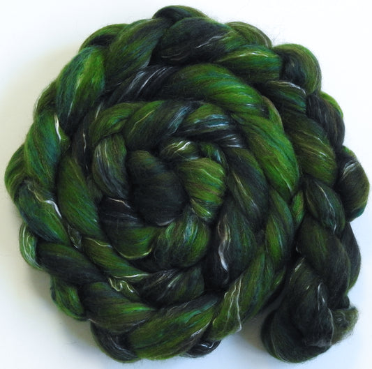 Dragonskin (5.5 oz) - Batt in a Braid #31 - Polwarth/ Mulberry Silk / Baby Alpaca / Rainbow Firestar/ Tencel( 40/25/15/10/10)