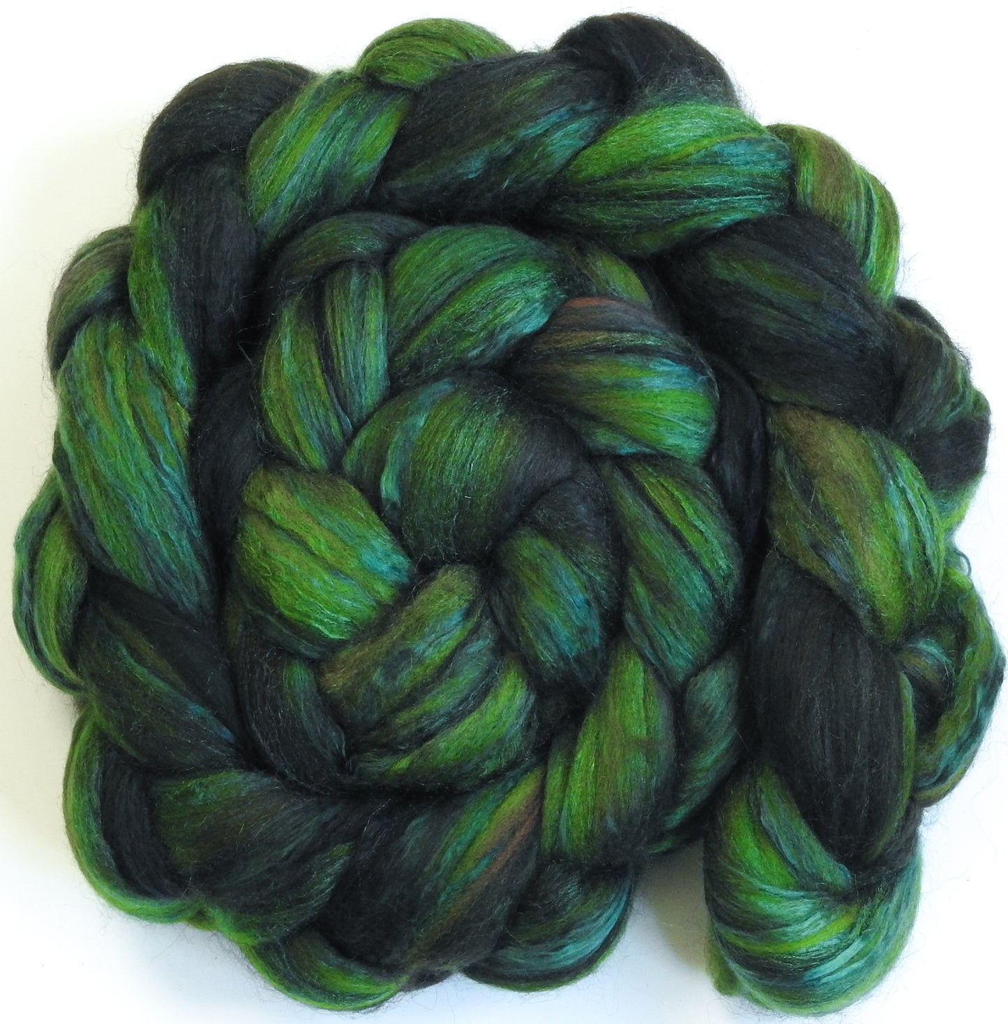 Dragonskin (5.6 oz) - Batt in a Braid #9 - Superfine Merino/ Mulberry Silk / Black Alpaca (50/35/15)