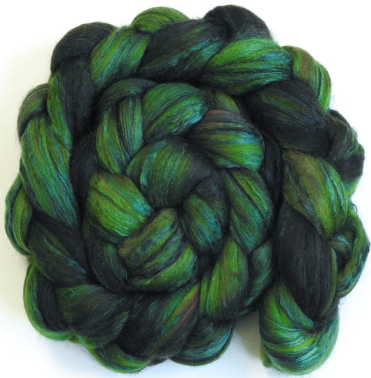 Dragonskin (5.6 oz) - Batt in a Braid #9 - Superfine Merino/ Mulberry Silk / Black Alpaca (50/35/15)