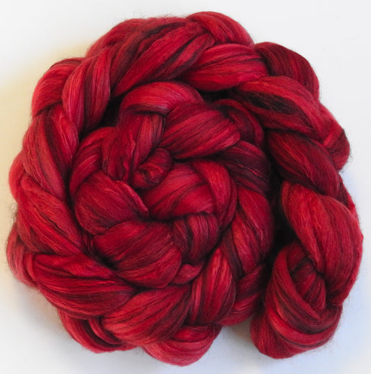 Holly Berry (5.5 oz) - Batt in a Braid #9 - Superfine Merino/ Mulberry Silk / Black Alpaca (50/35/15)